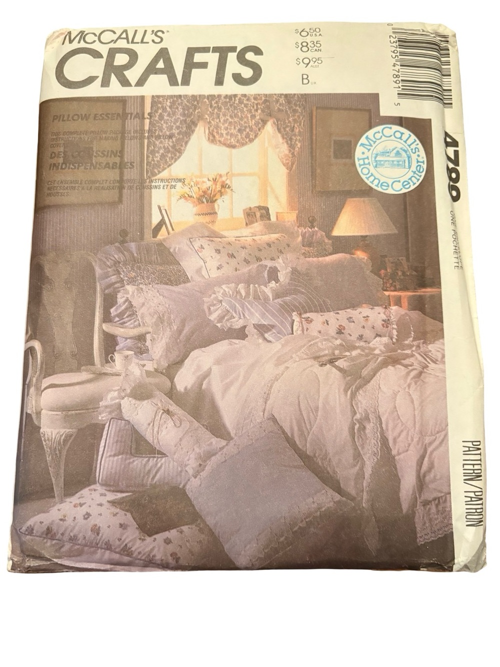 Vintage McCall’s Crafts 4790 Pillow Essentials Sewing pattern decorative pillows